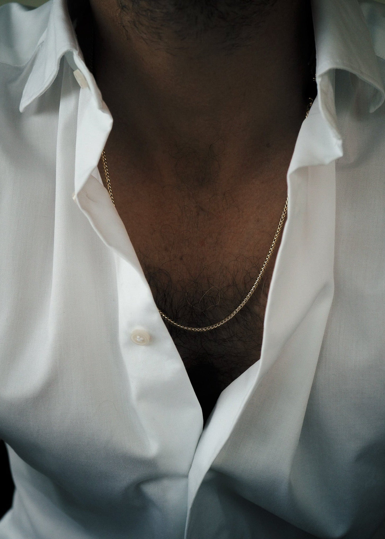 Man Nude Thin Black Onyx Gold Necklace