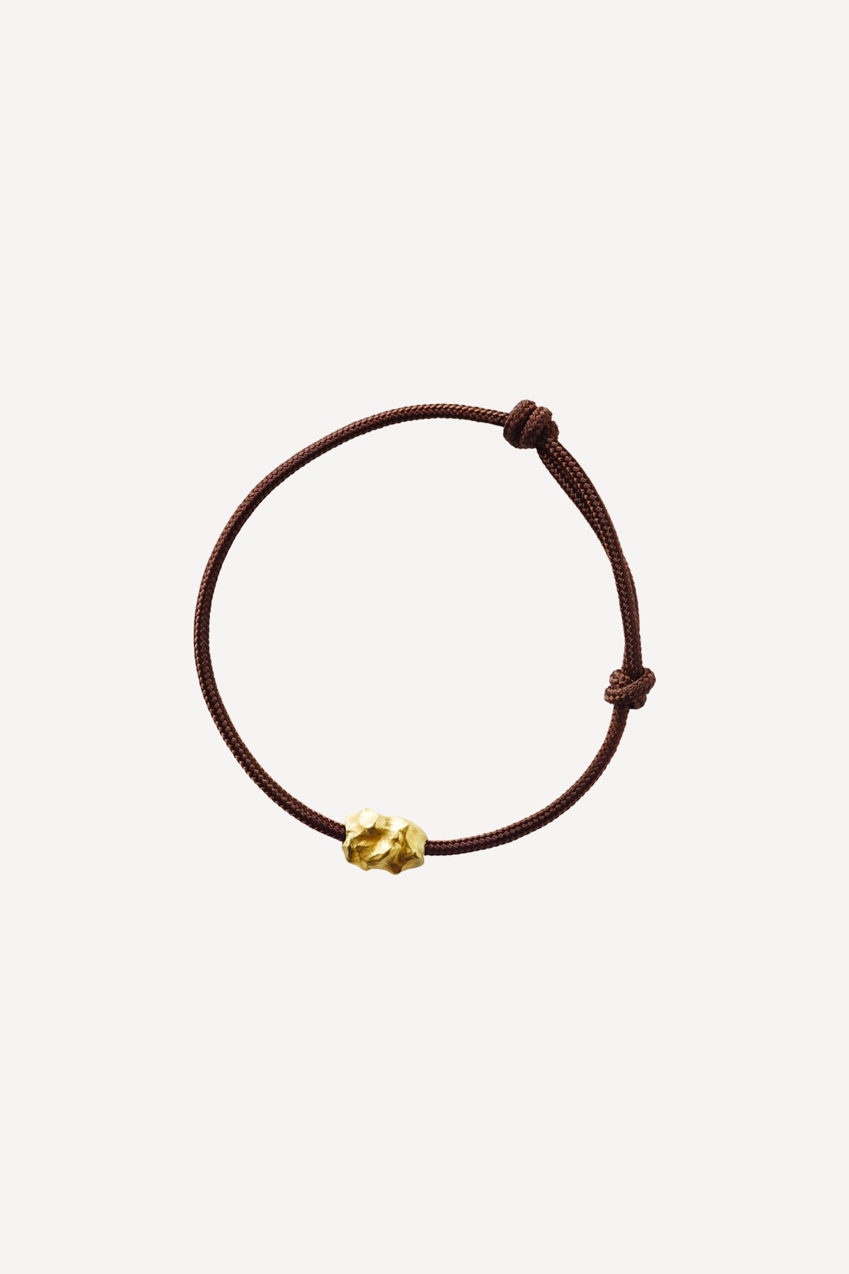 Man Boho Rock Brown Thread Gold Bracelet - Front View | Elhanati 