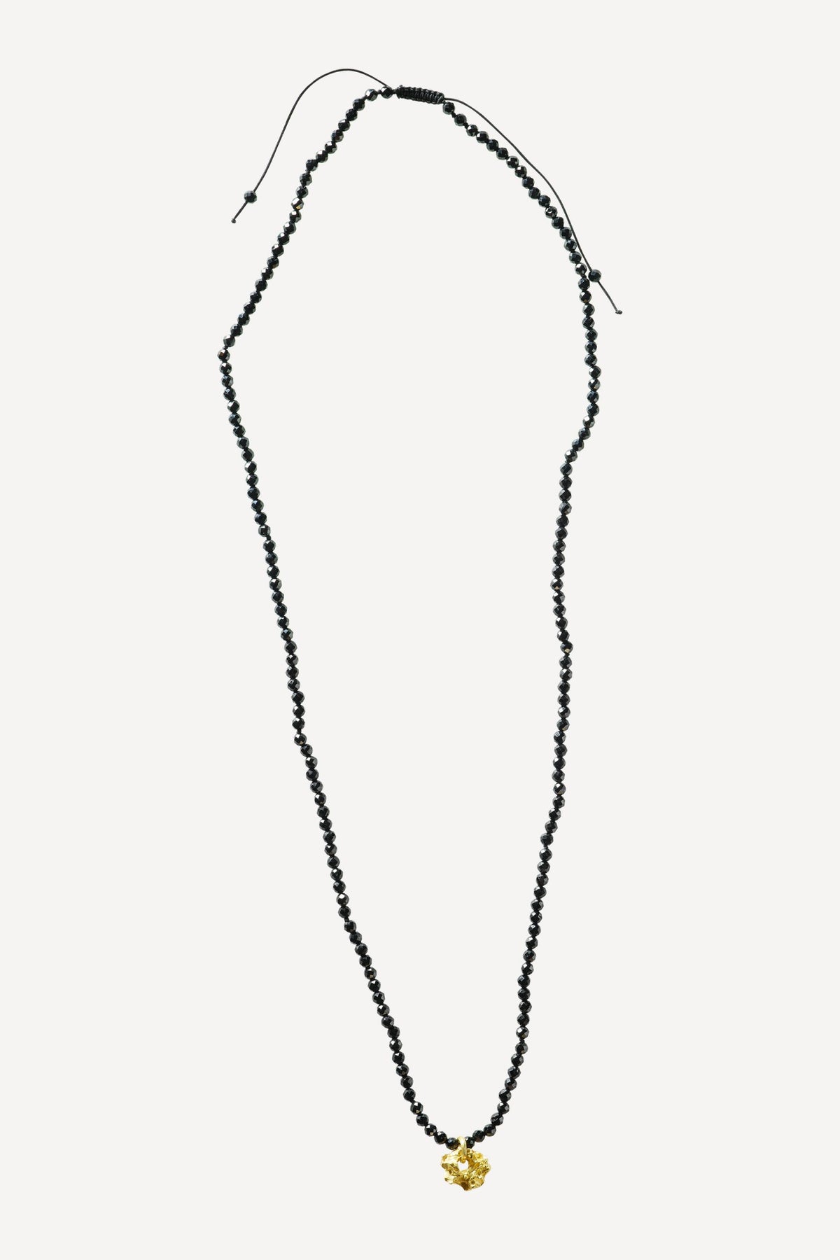 Man Boo Rock Small Onyx Gold Necklace - Front View | Elhanati 