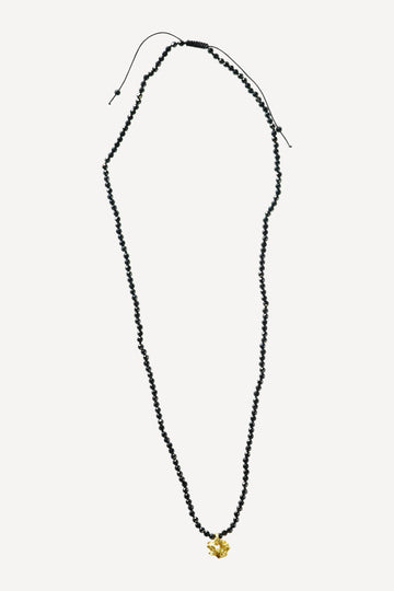 Man Boo Rock Small Onyx Gold Necklace - Front View | Elhanati 
