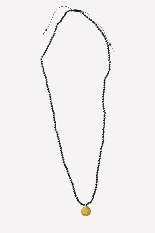 Man Boo String Small Onyx Gold Necklace