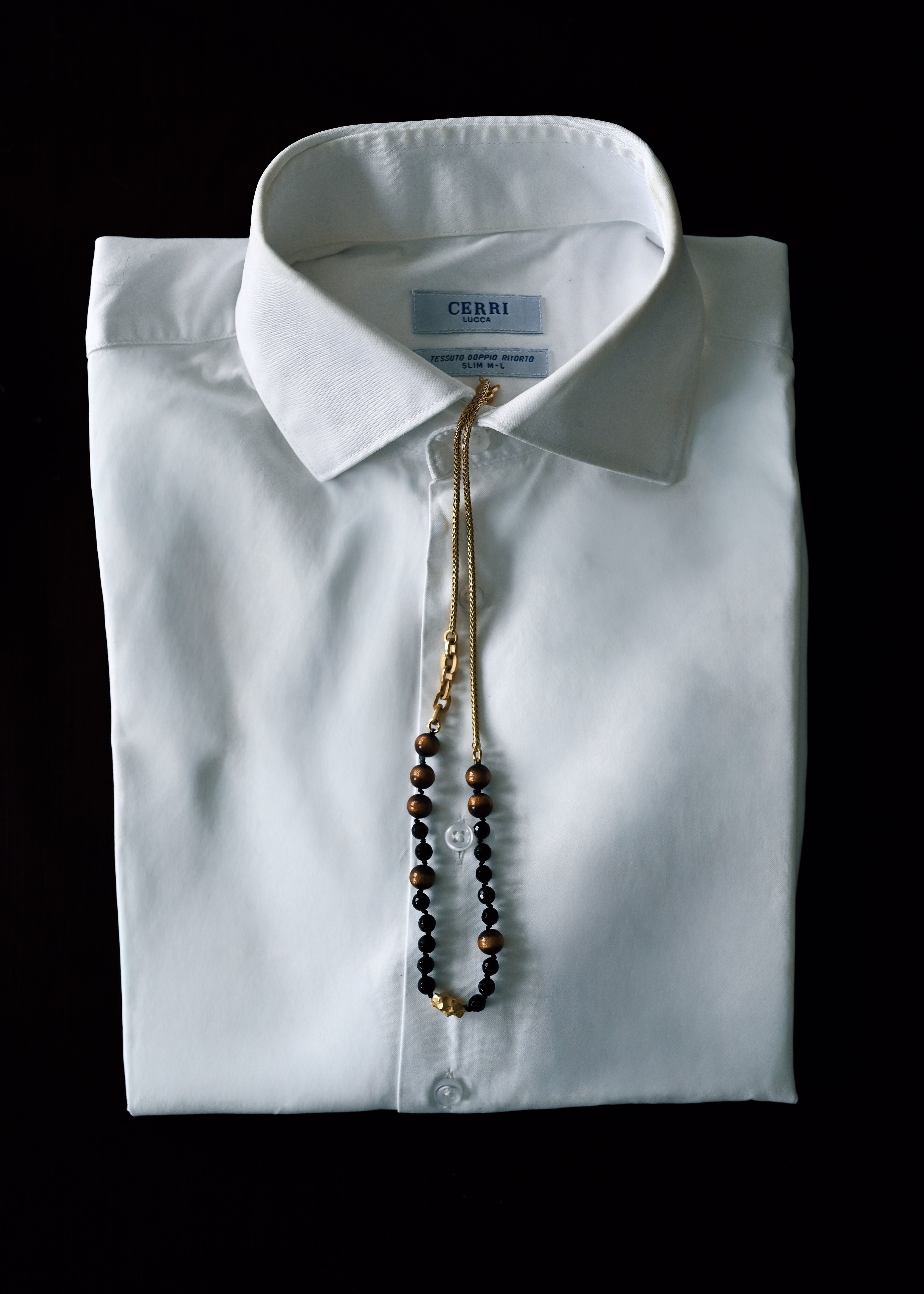Man Isha Brown Coral and Black Onyx Gold Necklace