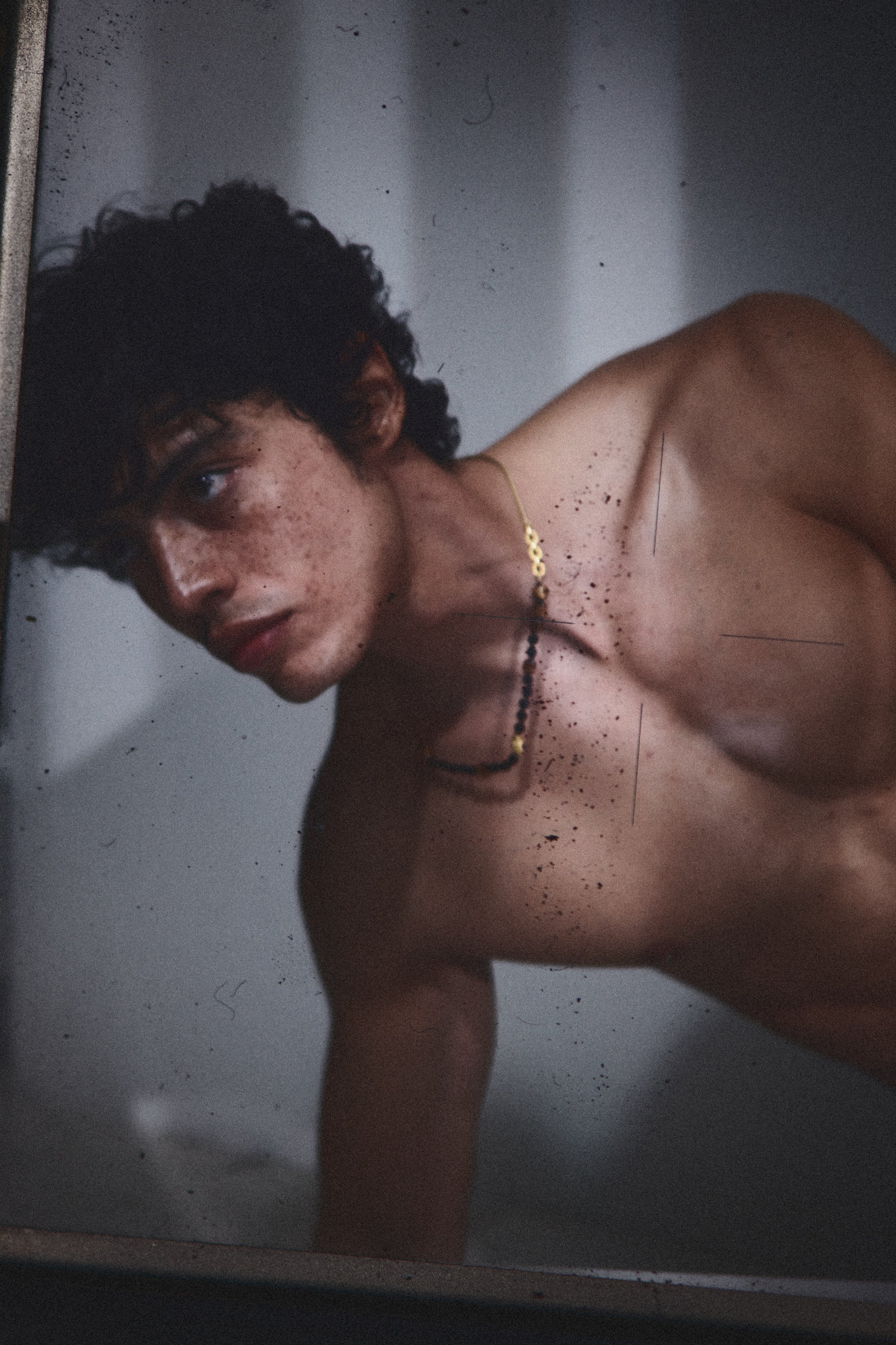 Man Isha Brown Coral and Black Onyx Gold Necklace