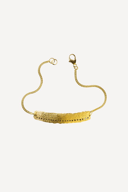 Man Mezuzah 0.22 ct Black Diamonds Gold Bracelet