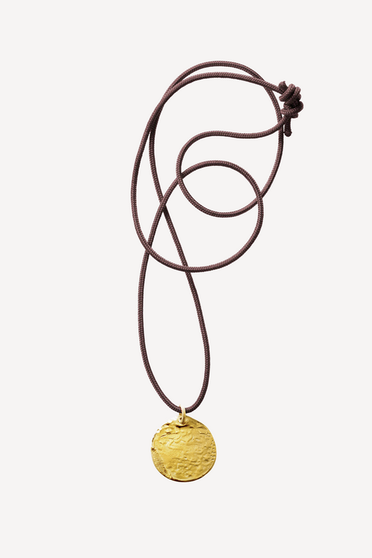 Man String Brown Thread Gold Necklace