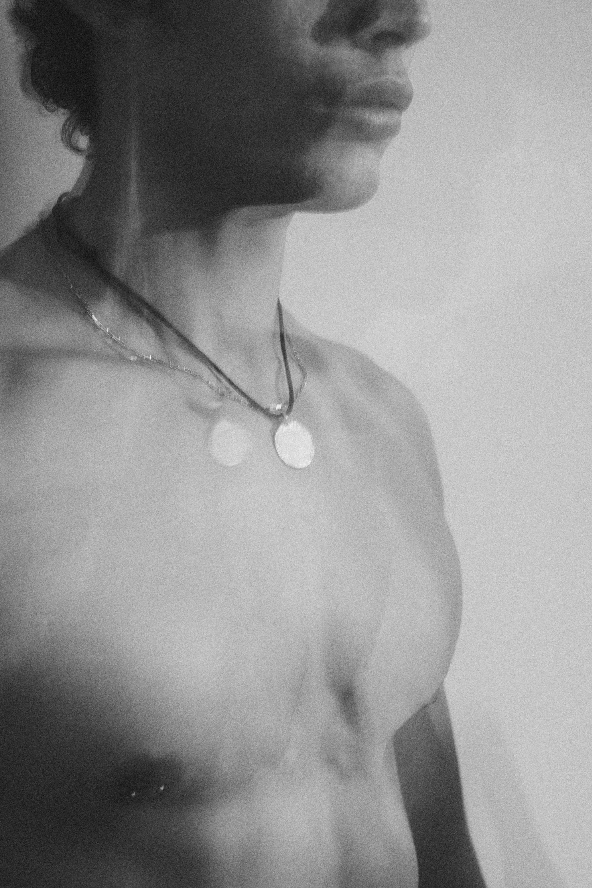 Man String Brown Thread Gold Necklace