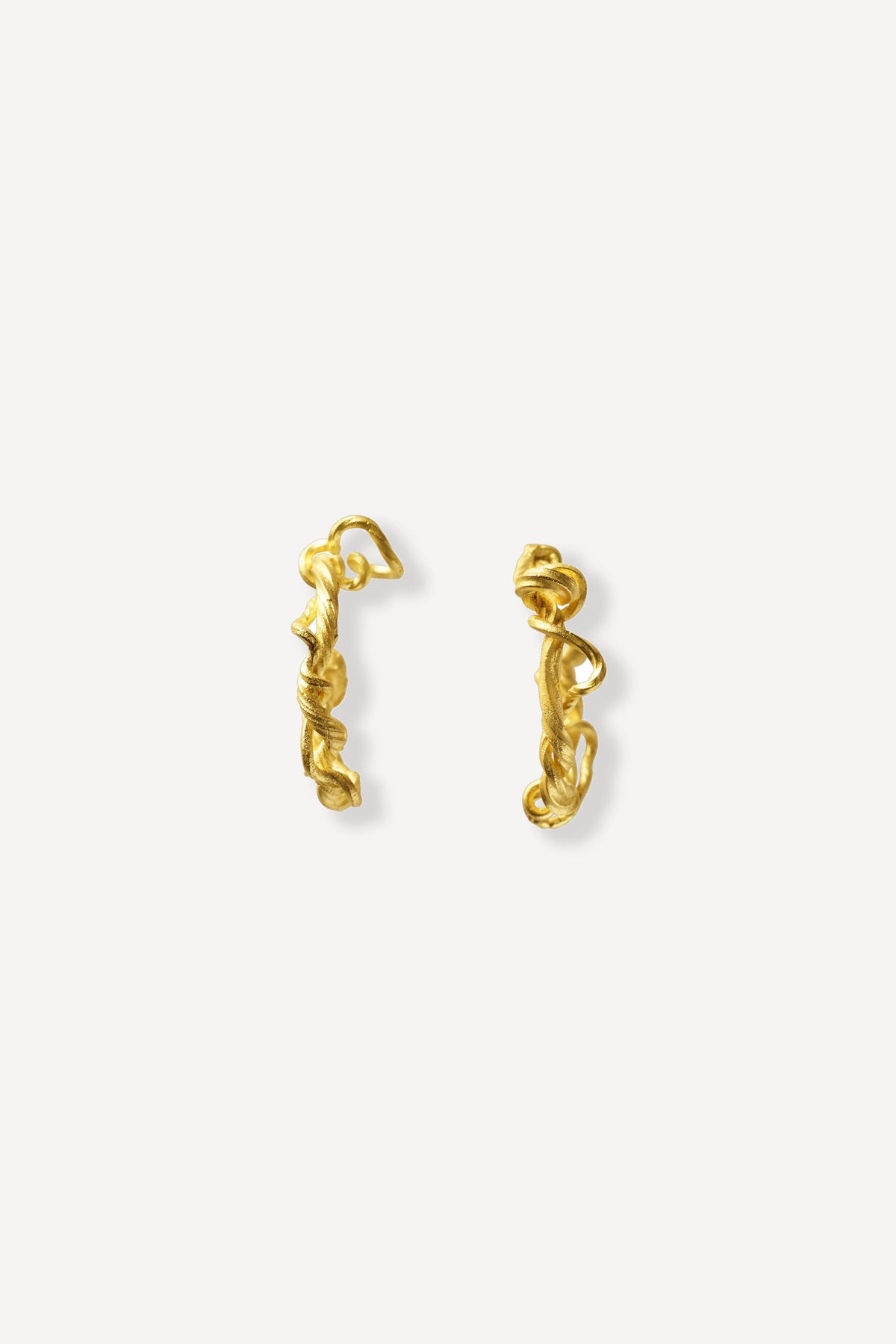 Man Twisted Hoop Gold Earrings [Pair] - Front View | Elhanati 