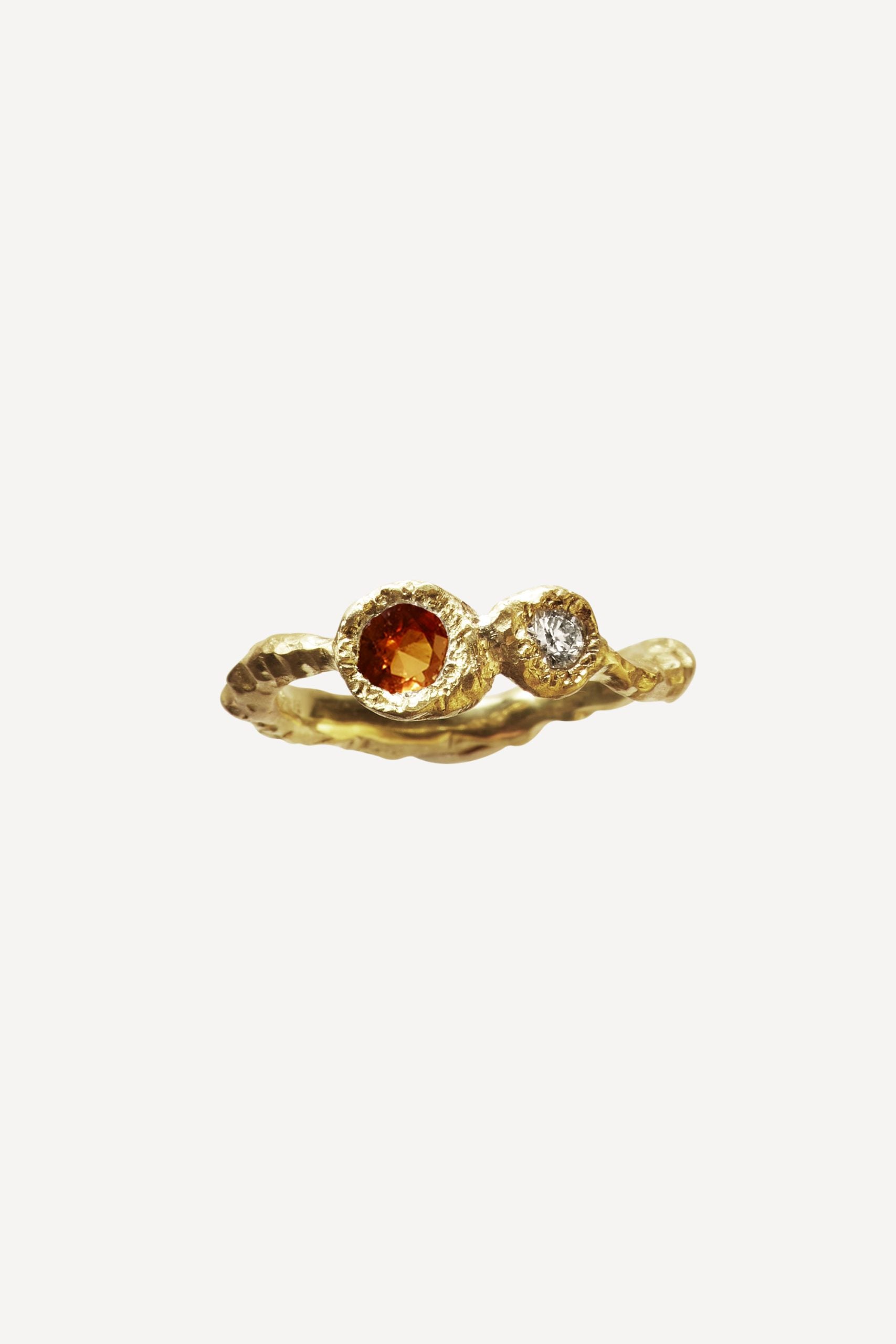 Rock Muse Double Diamond Sapphire Gold Ring