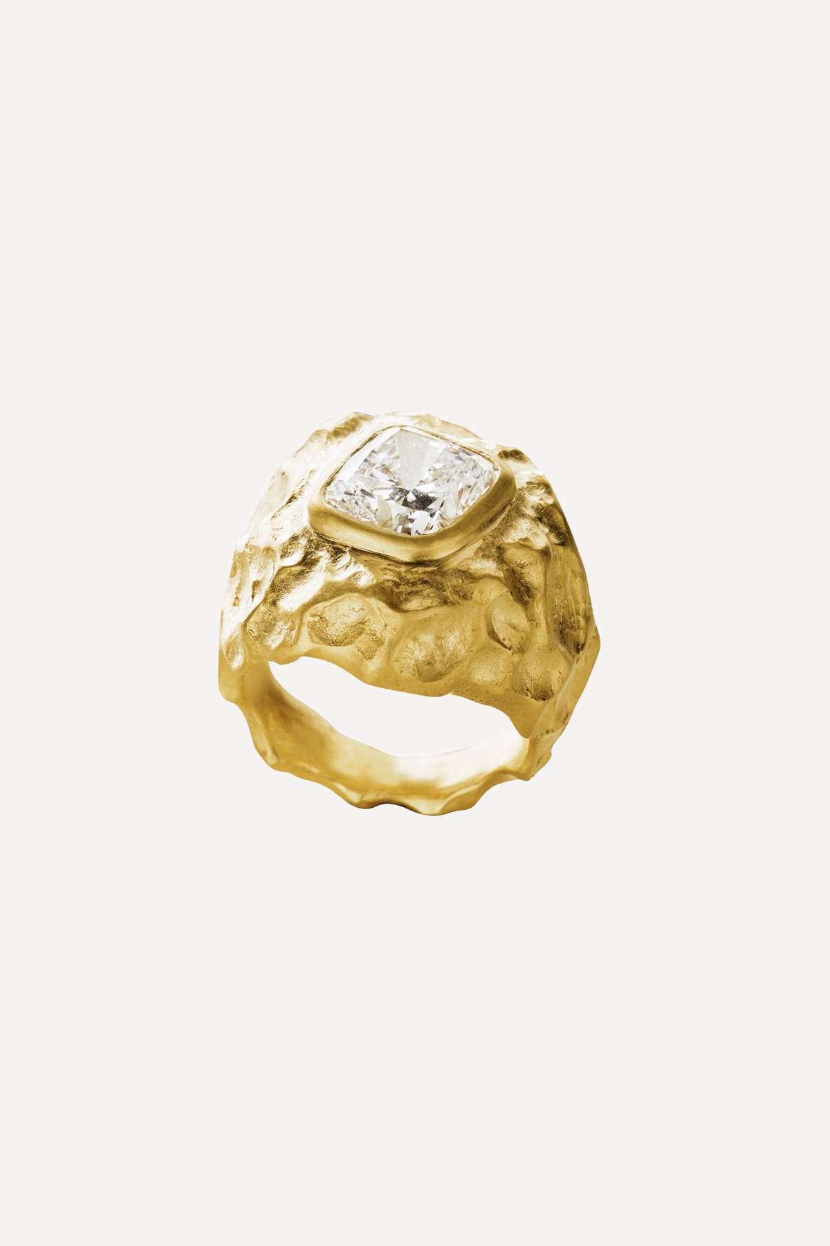 Octopus Temple Diamond Gold Ring - Front View | Elhanati 