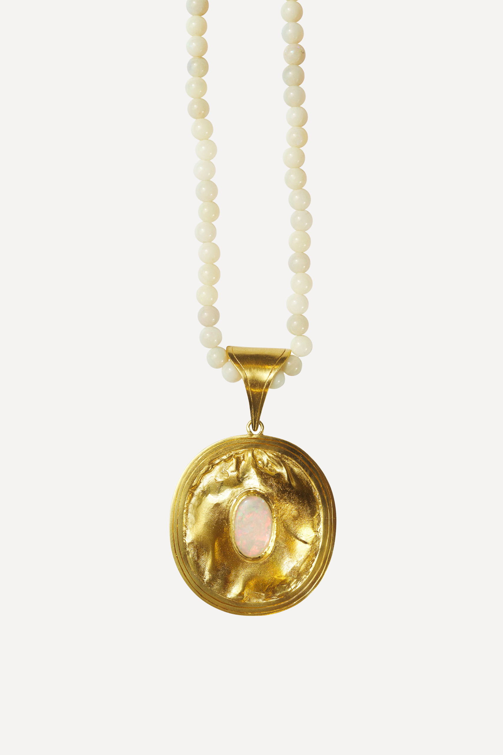 Opal Noir Constanza Big Opal Chain Necklace - Front View | Elhanati