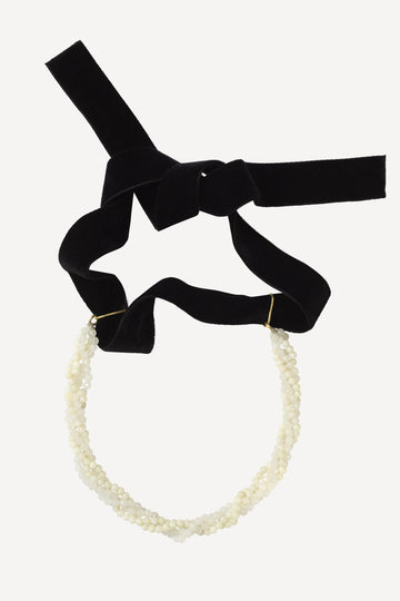 Opal Noir Polina Opal and Moonstone Gold Choker - Front View | Elhanati