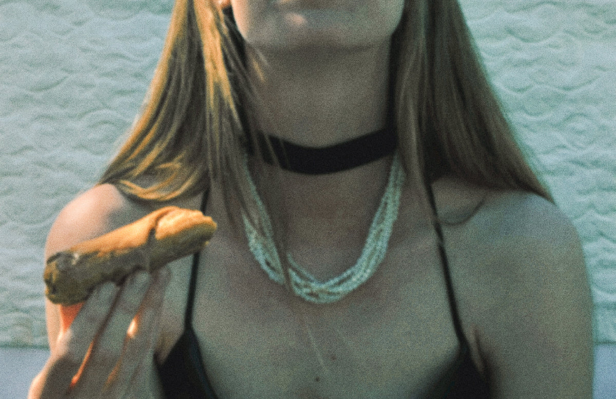 Opal Noir Polina Opal and Moonstone Gold Choker - On Model | Elhanati