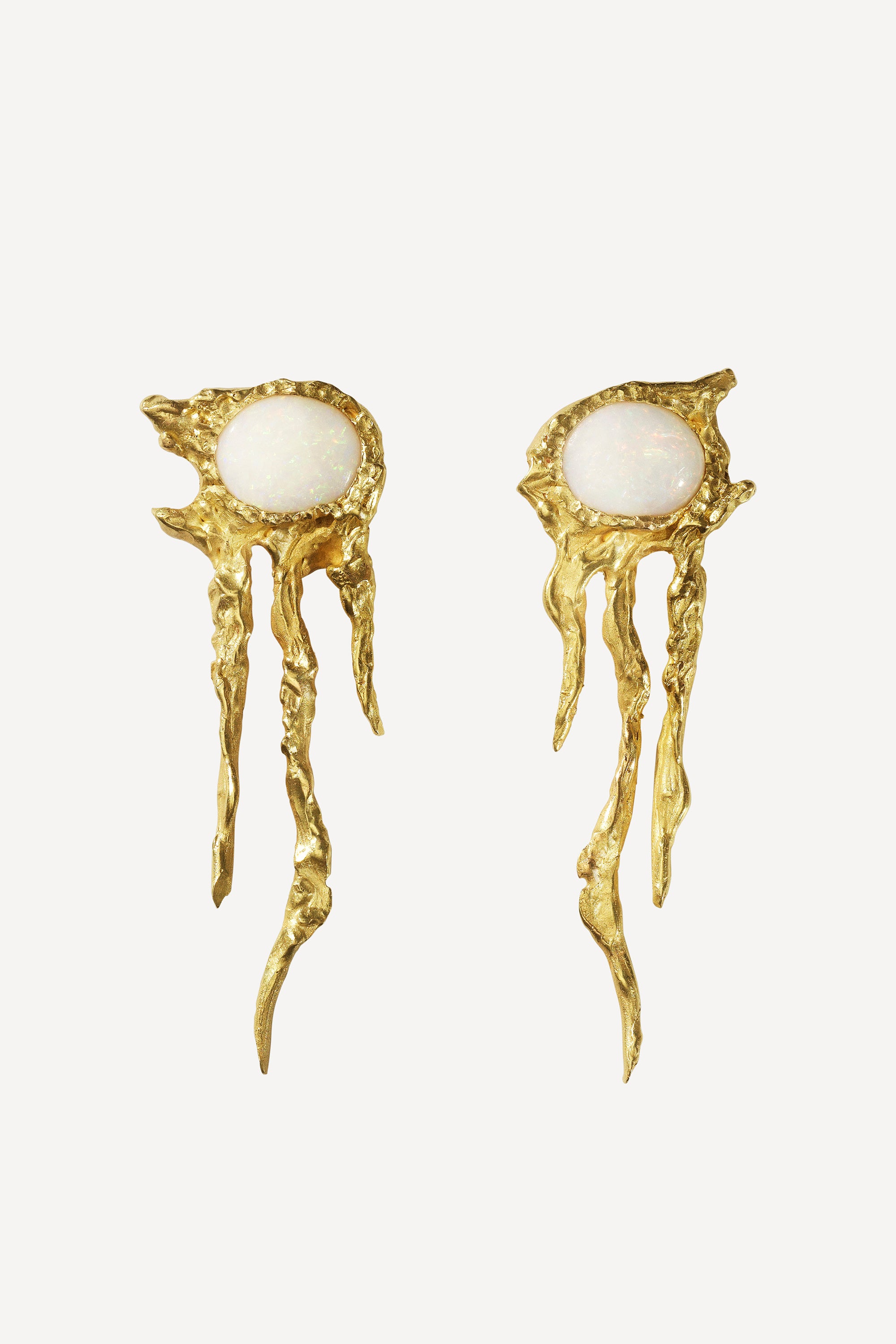 Opal World Oceania Big Gold Earrings [Pair] - Front View | Elhanati