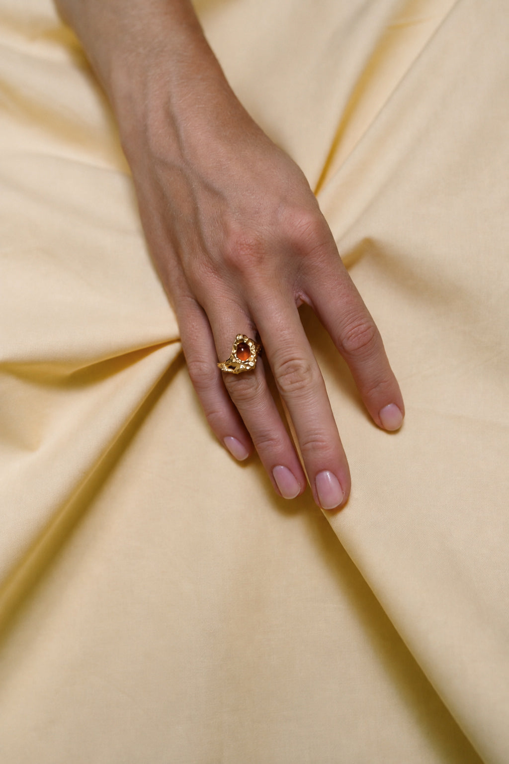 Oval Sun Ring Fire Opal Gold Ring by Orit Elhanati - On Model | Elhanati 