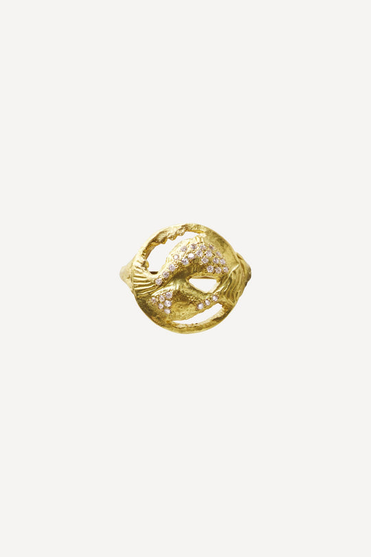 Star Sign Poetry Pisces Lux Diamond Gold Ring