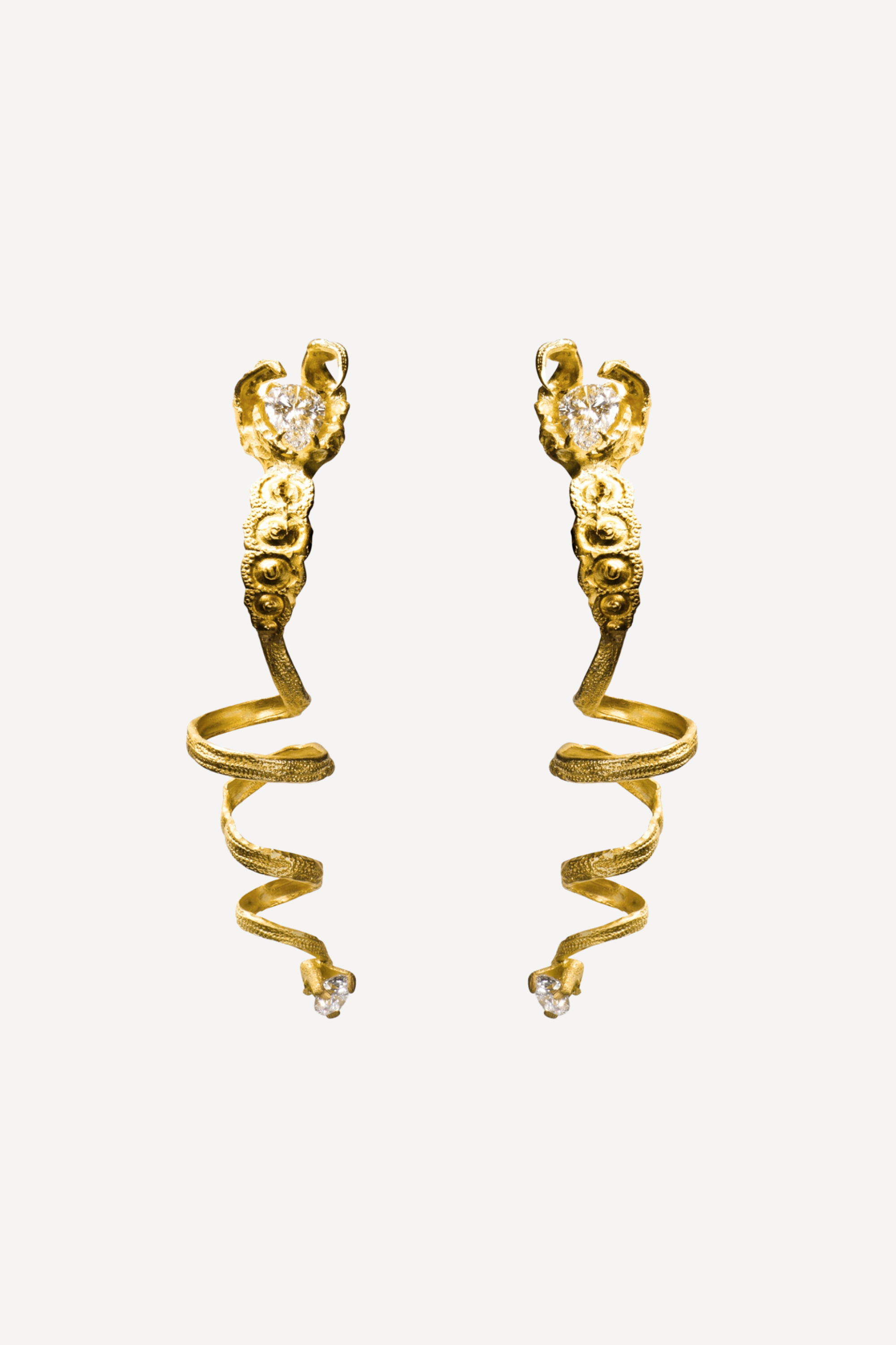 Octopus Temple Earring Pear Diamond Gold Earring [Pair]