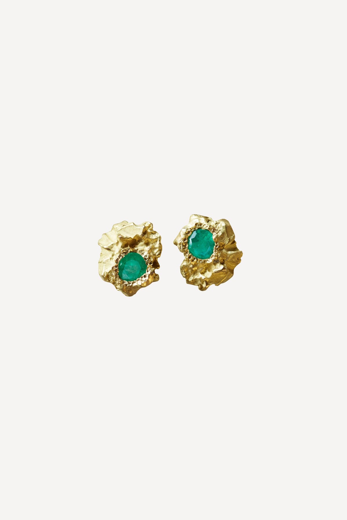Rock Muse 0.20 Emerald Gold Earrings [Pair] - Front View | Elhanati 