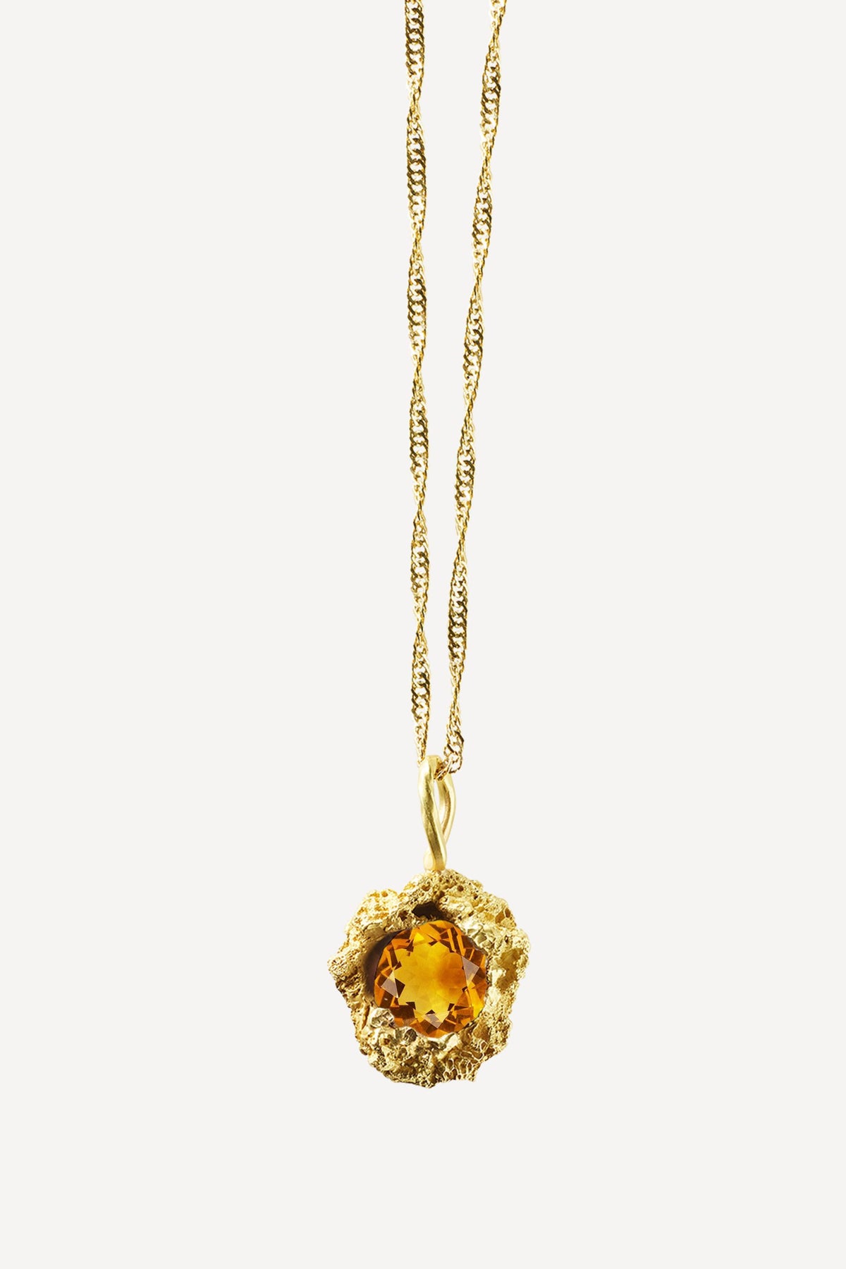 Rock Muse Big Citrin Gold Necklace - Front View | Elhanati