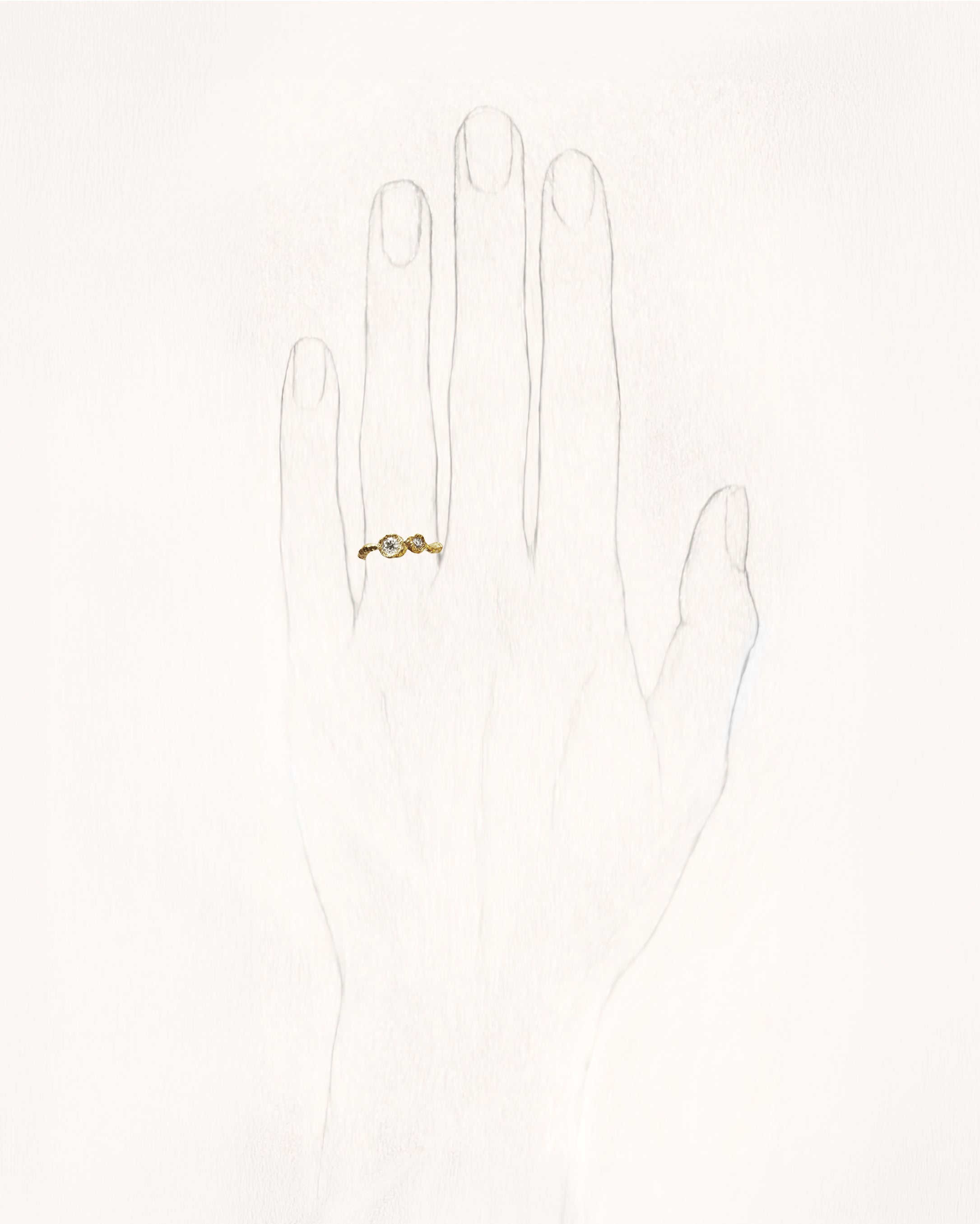 Rock Muse Double 0.45 ct Diamonds Gold Ring