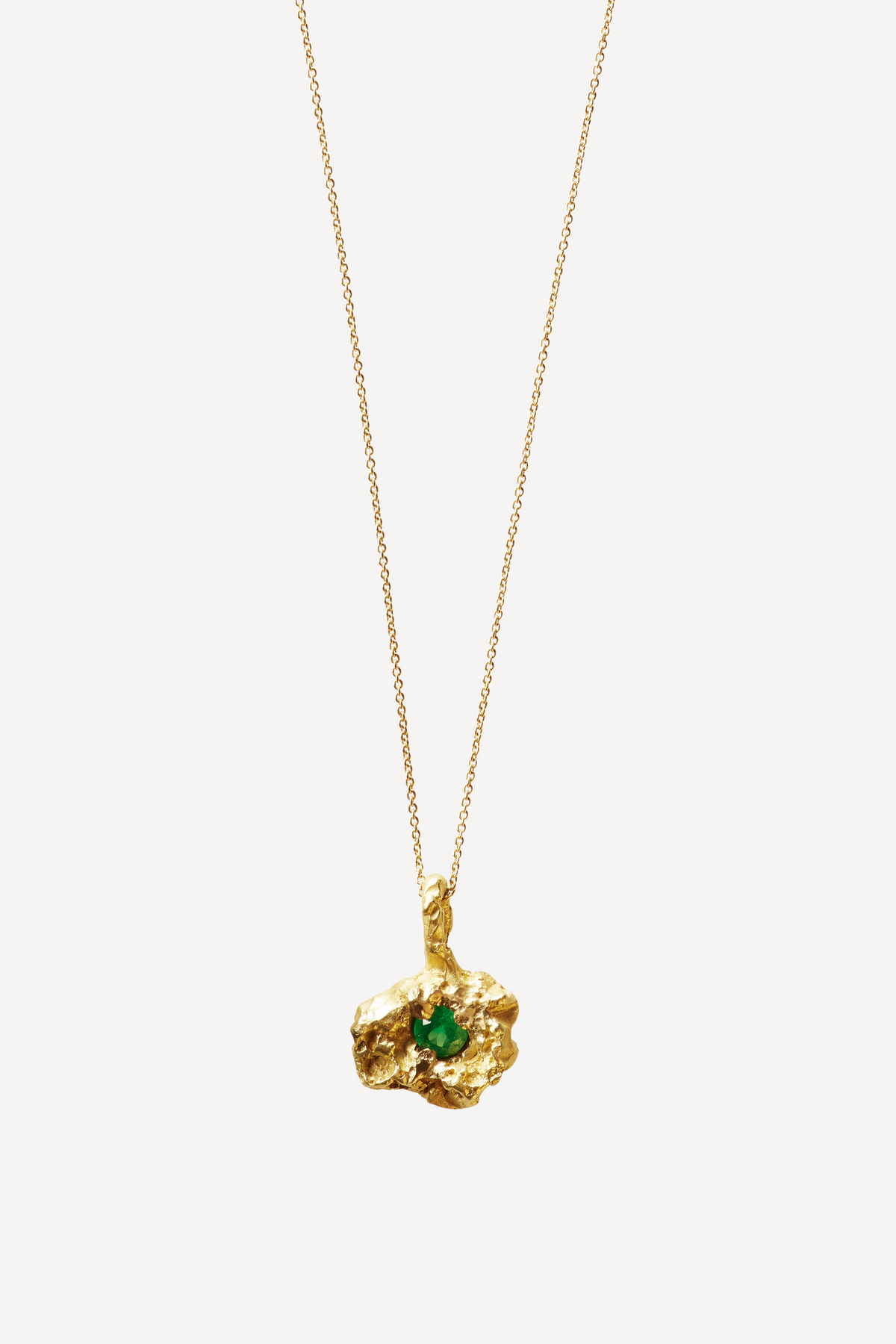Rock Muse Medium 0.35 Emerald Gold Necklace - Front View | Elhanati