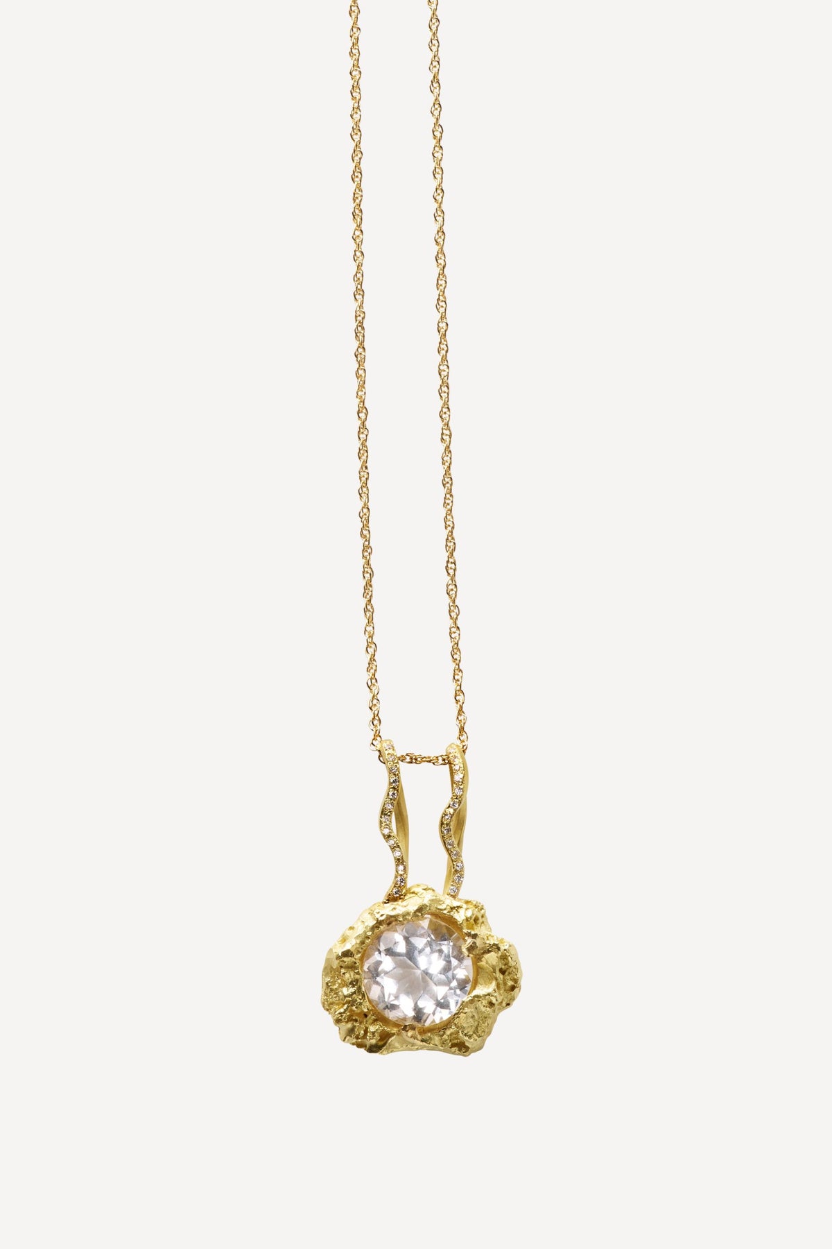 Rock Muse White Topaz Big Necklace with Diamonds - Front View | Elhanati