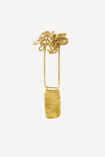 Roxy Mezuzah Big Nude Gold Tag Necklace