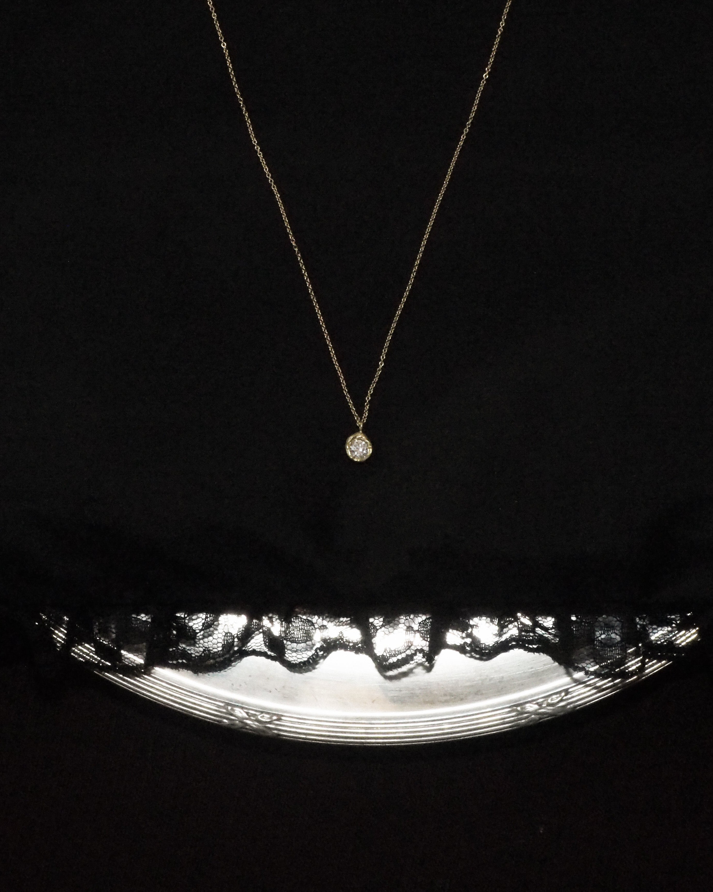 Solitaire Iman 0.20 ct Diamond Gold Necklace