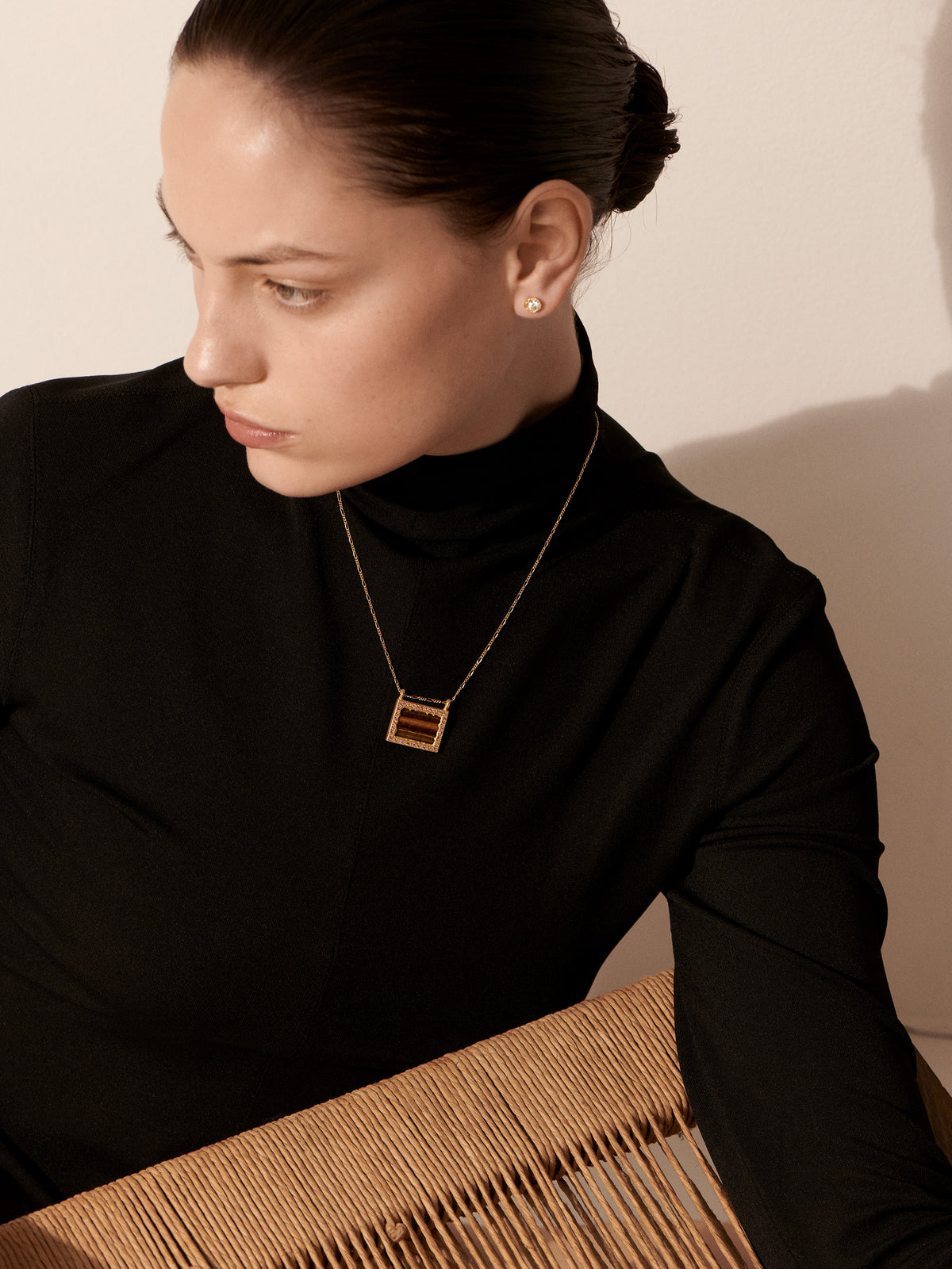 Small Worlds Venice Gold Necklace - On Model | Elhanati 