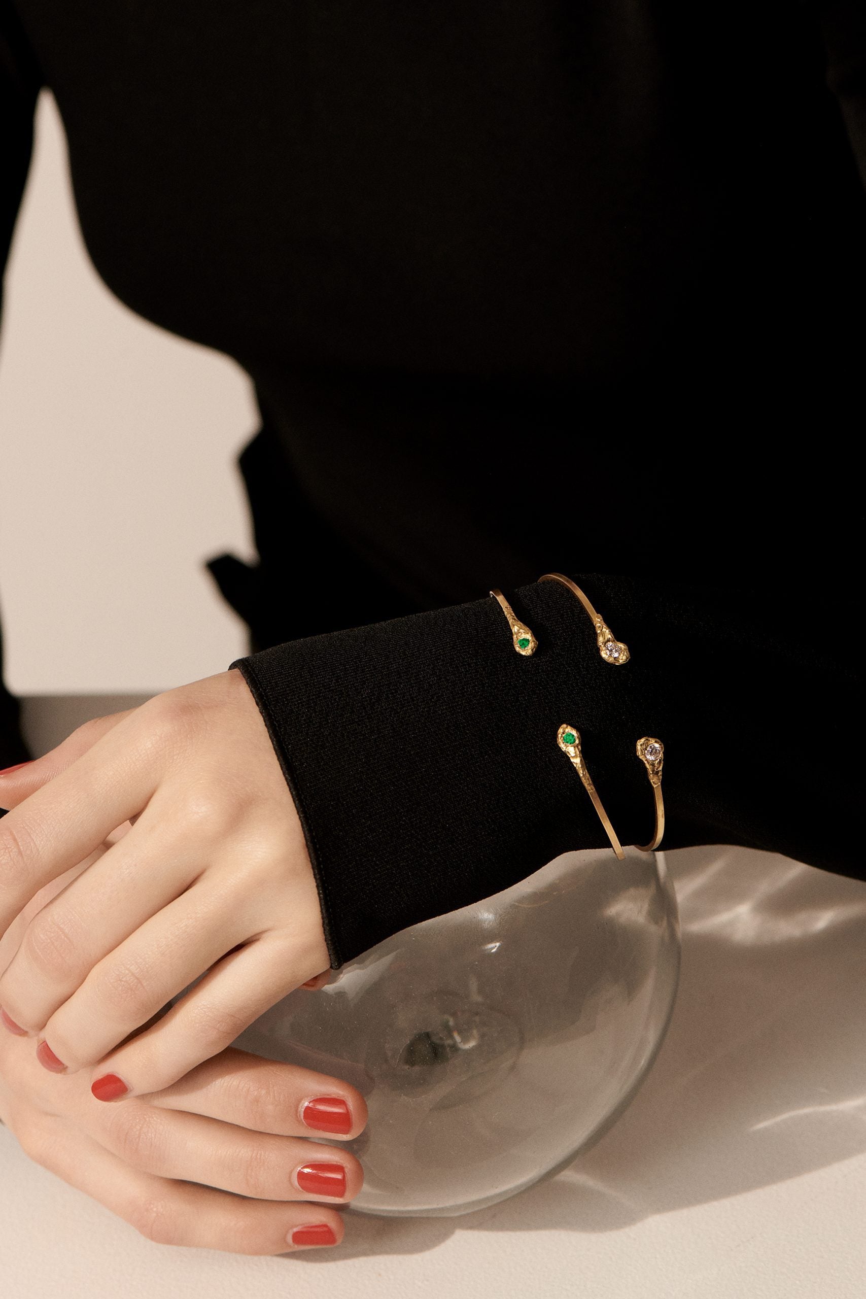 Solitaire Evie 0.20 Emerald and Diamond Gold Bracelet