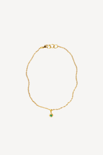 Solitaire 0.05 Emerald Gold Bracelet - Front View | Elhanati