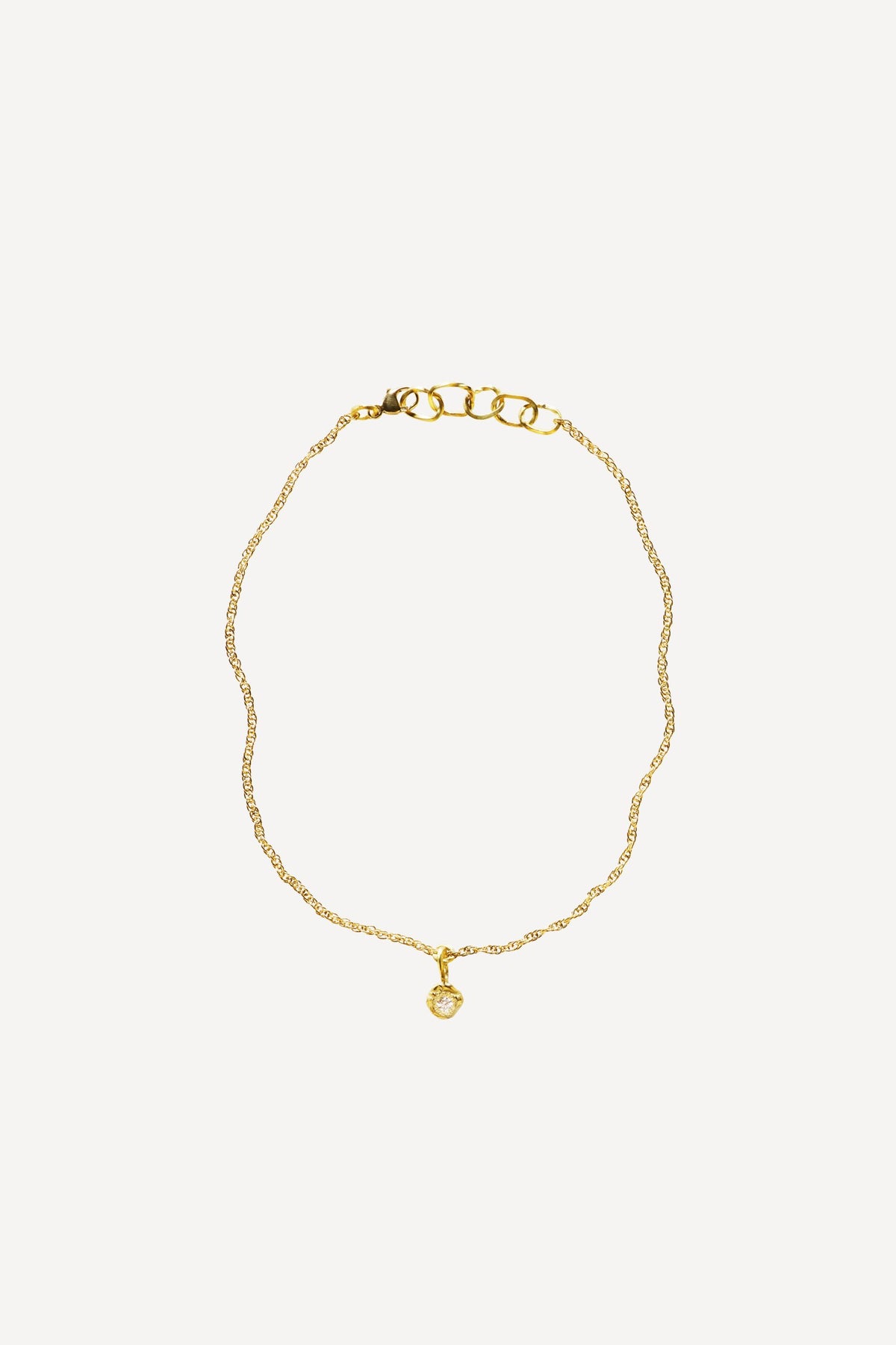 Solitaire 0.05 ct Diamond Gold Anklet - Front View | Elhanati