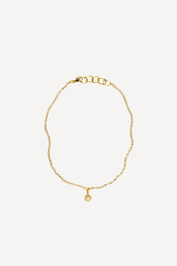 Solitaire 0.05 ct Diamond Gold Anklet - Front View | Elhanati