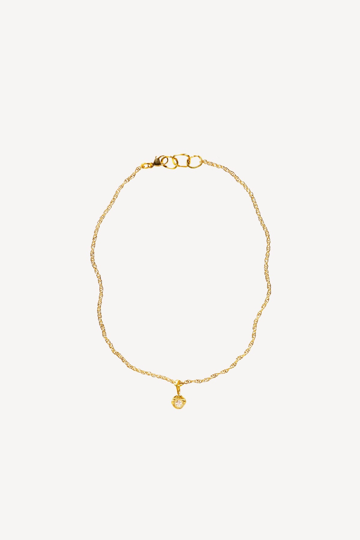 Solitaire 0.05ct Diamond Gold Bracelet - Front View | Elhanati