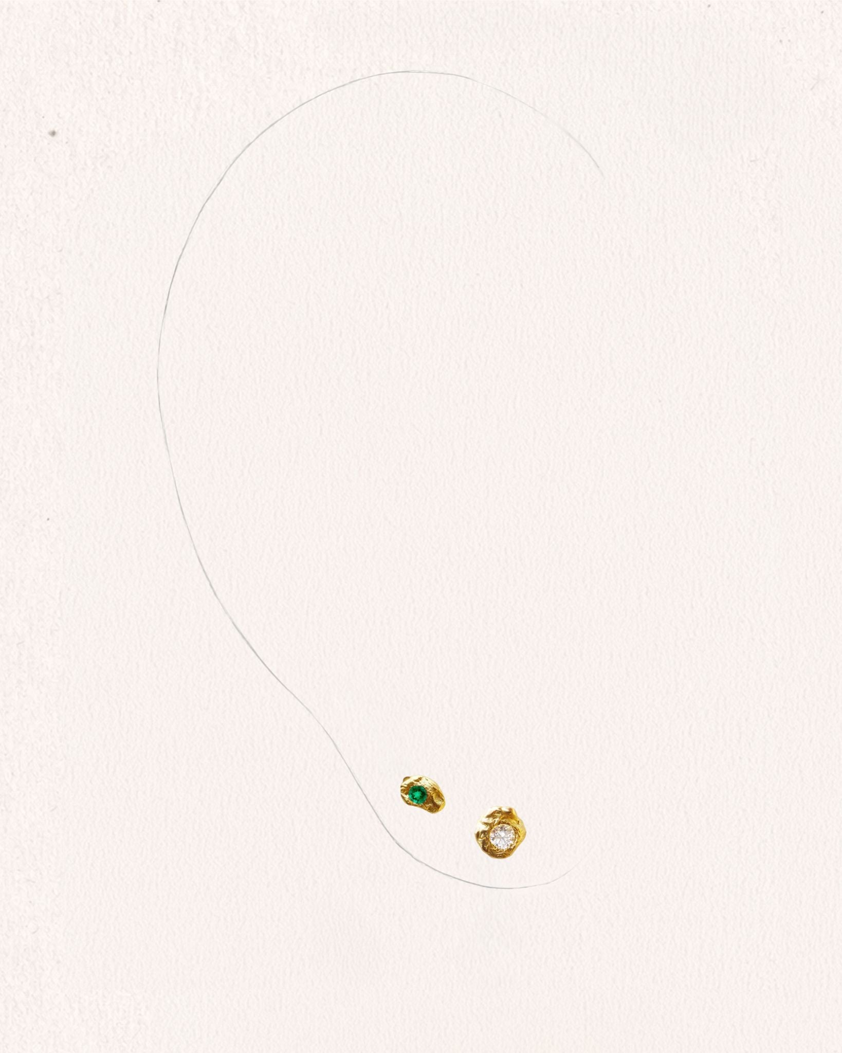 Solitaire Evie 0.02 Emerald Gold Earring [Single]