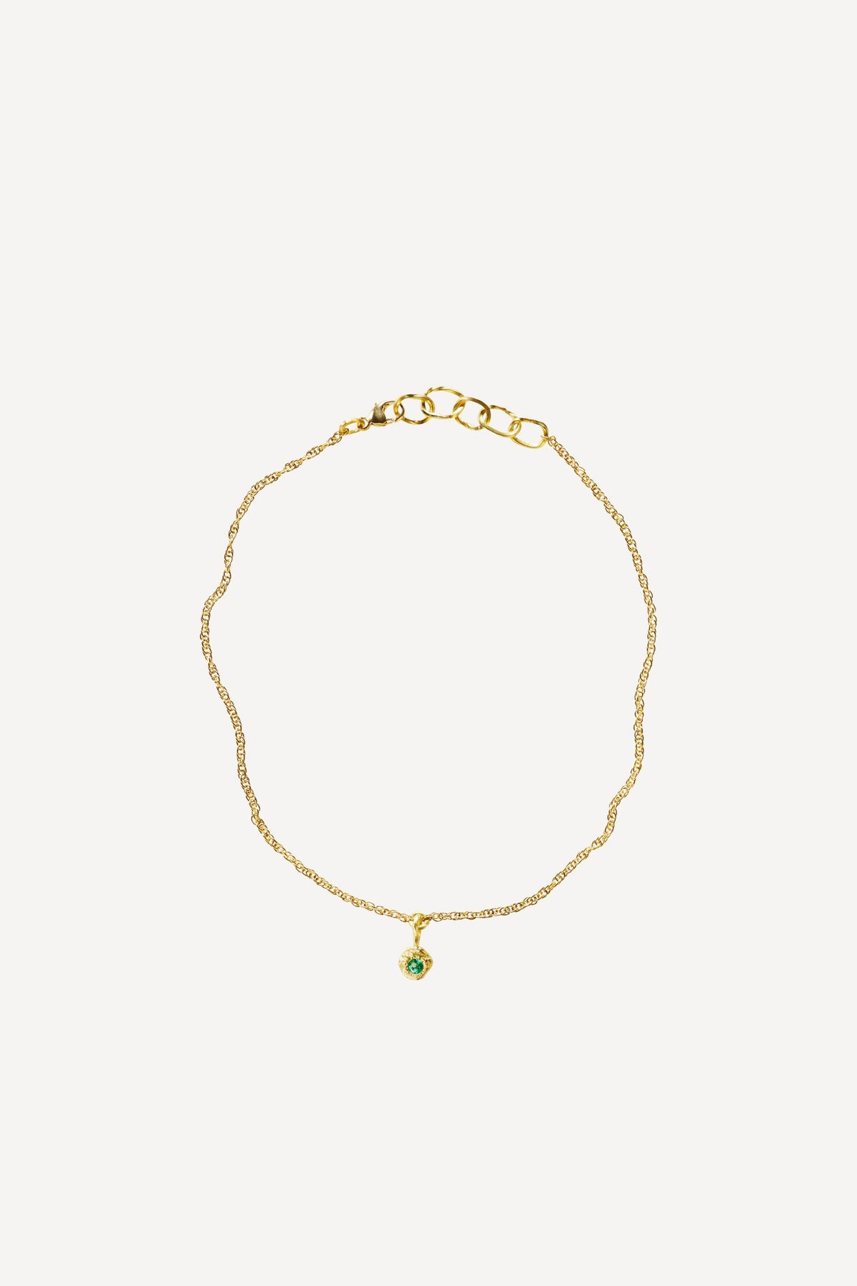 Solitaire Evie 0.05 Emerald Gold Anklet - Front View | Elhanati
