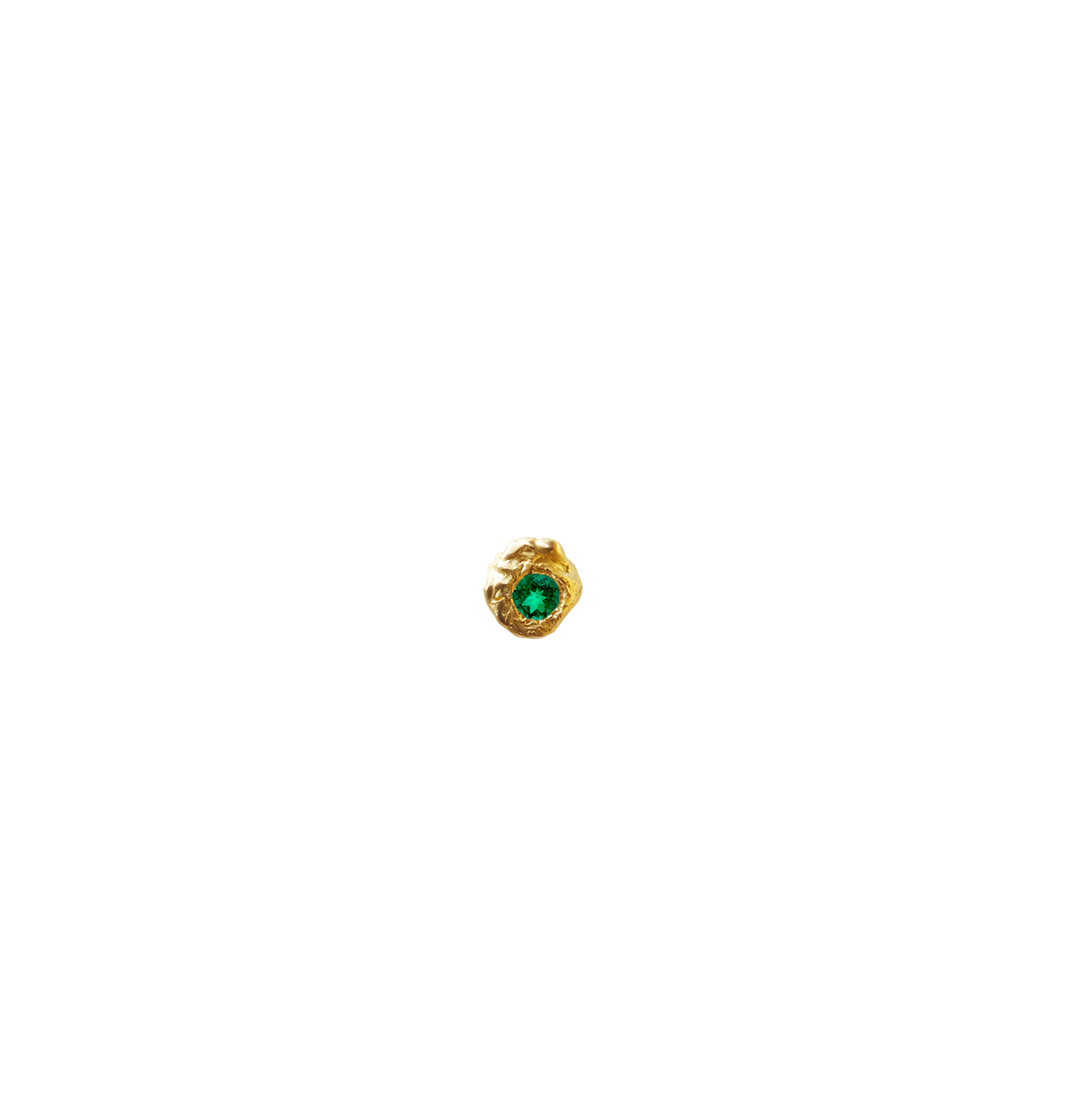Solitaire Evie 0.05 Emerald Gold Earring [Single] - Front View | Elhanati