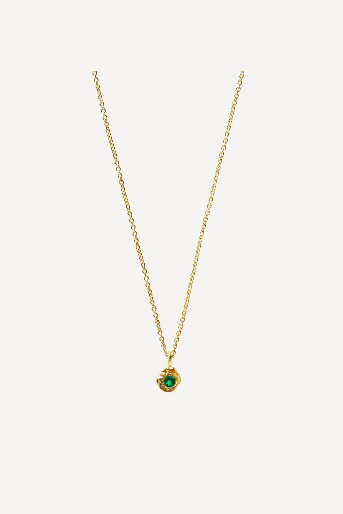 Solitaire Evie 0.05 Emerald Gold Necklace - Front View | Elhanati