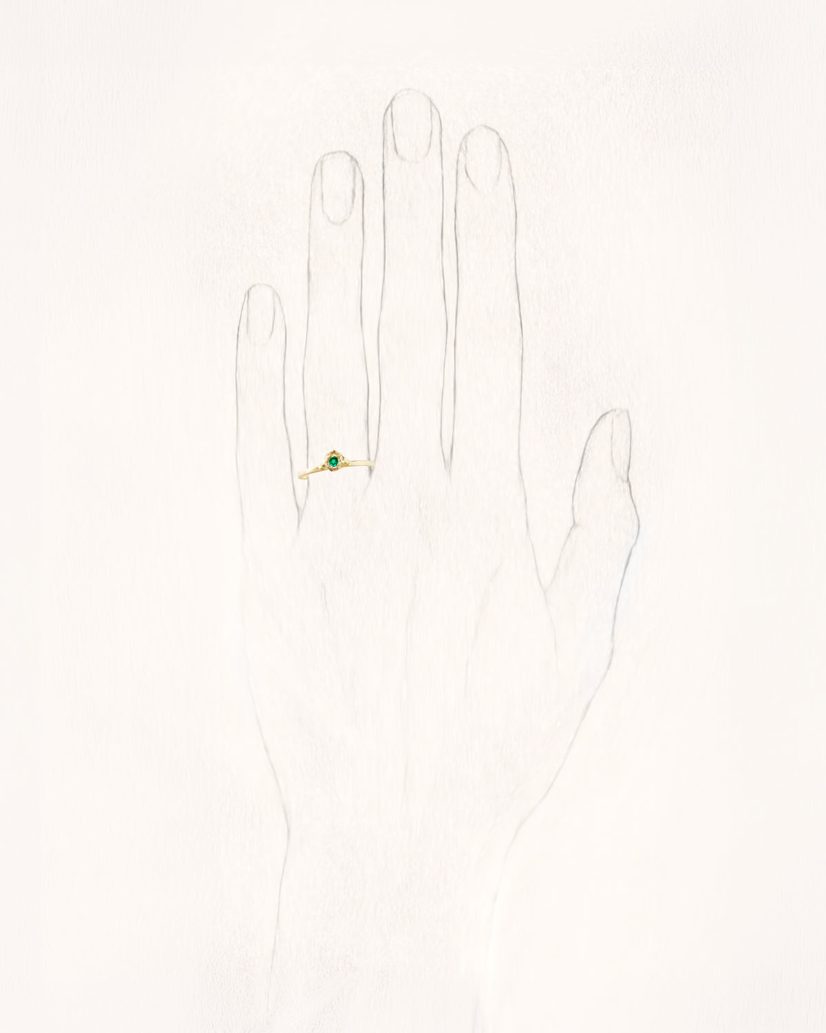 Solitaire Evie 0.05 Emerald Gold Ring - On Hand | Elhanati