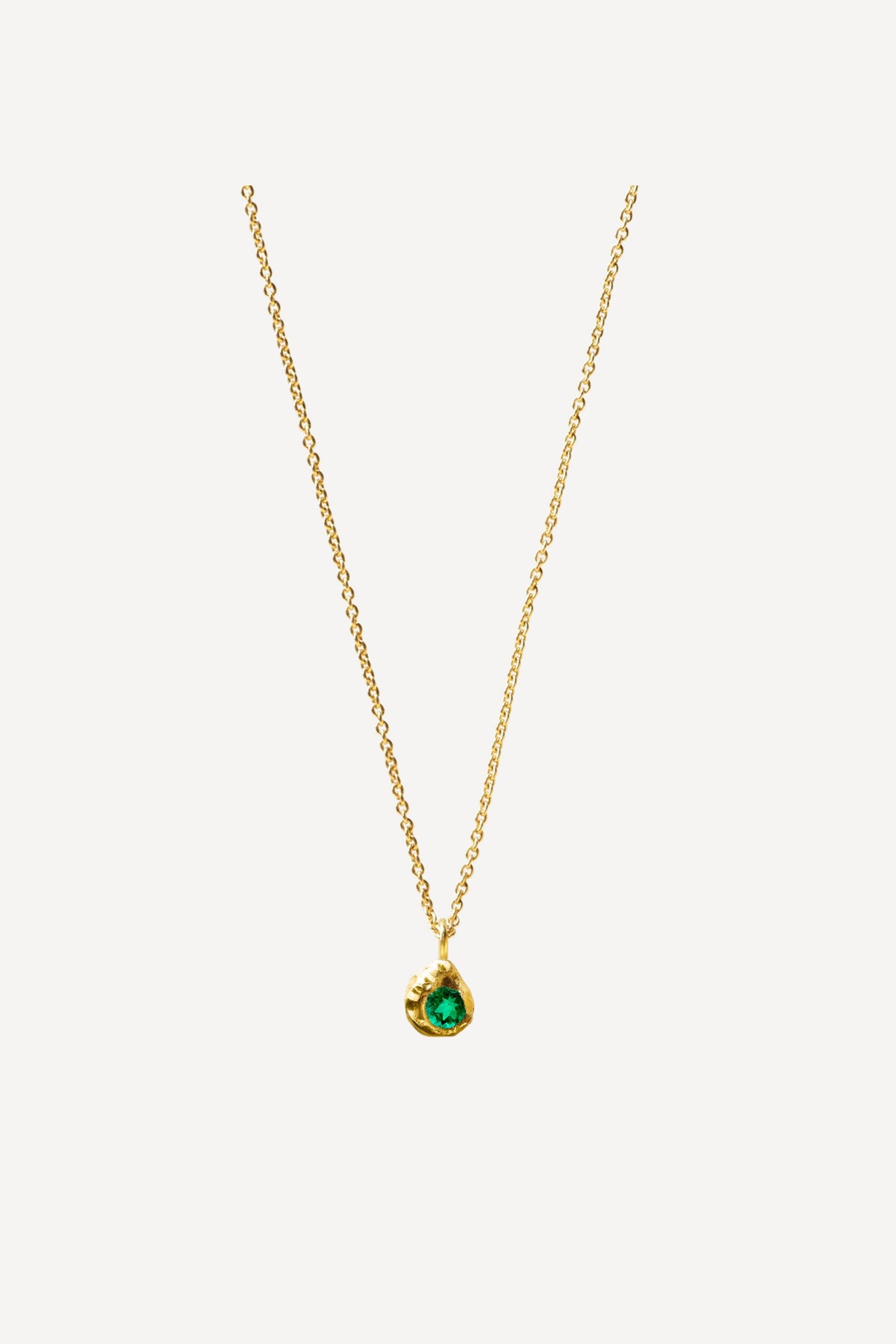 Solitaire Evie 0.10 Emerald Gold Necklace - Front View | Elhanati 