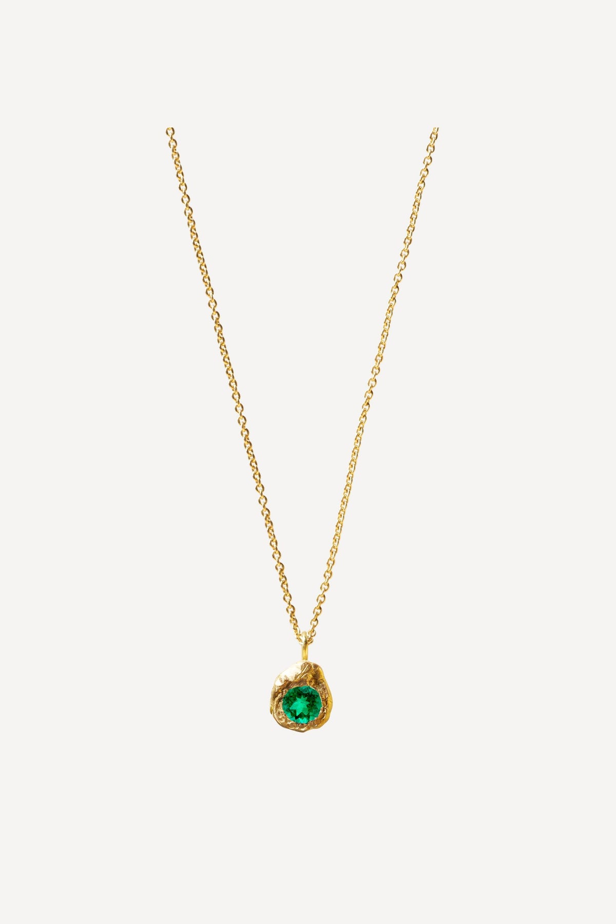 Solitaire Evie 0.20 Emerald Gold Necklace - Front View | Elhanati