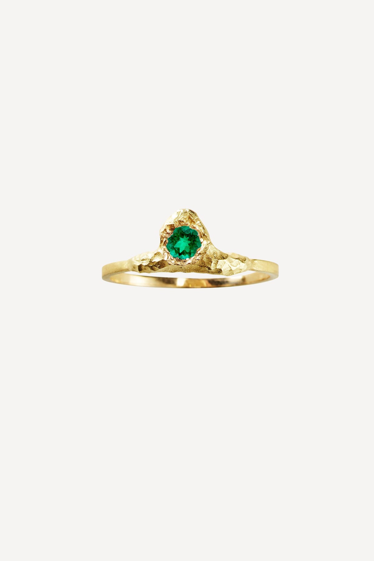 Solitaire Evie 0.20 Emerald Gold Ring - Front View | Elhanati