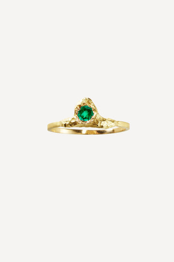 Solitaire Evie 0.20 Emerald Gold Ring - Front View | Elhanati