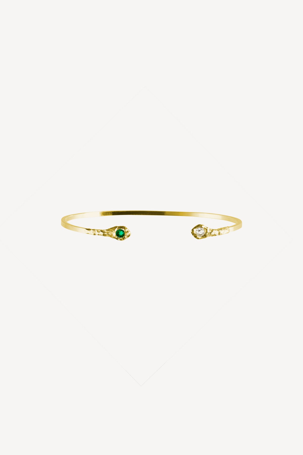 Solitaire Evie 0.20 Emerald and Diamond Gold Bracelet  - Front View | Elhanati