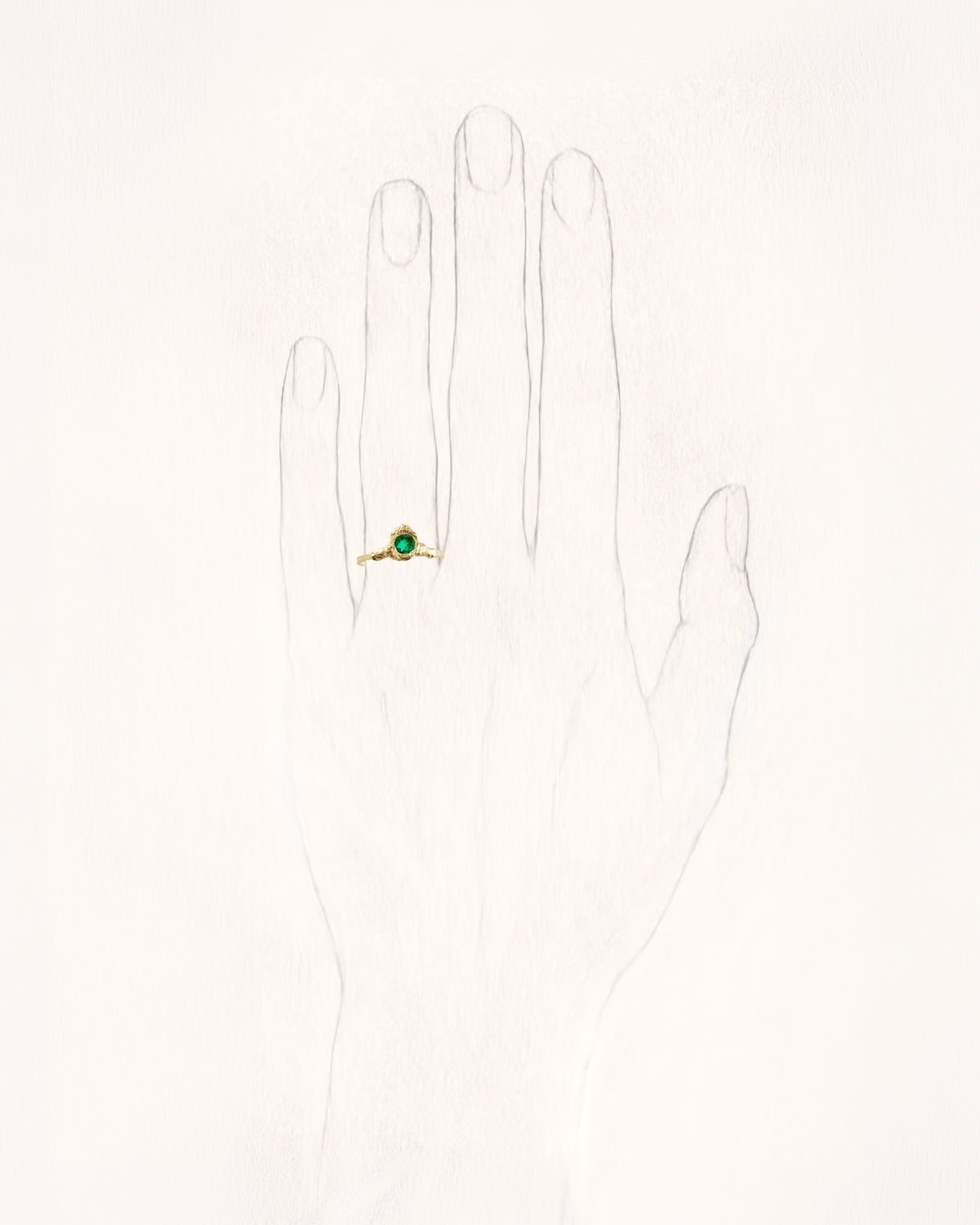 Solitaire Evie 0.35 Emerald Gold Ring - On Hand | Elhanati