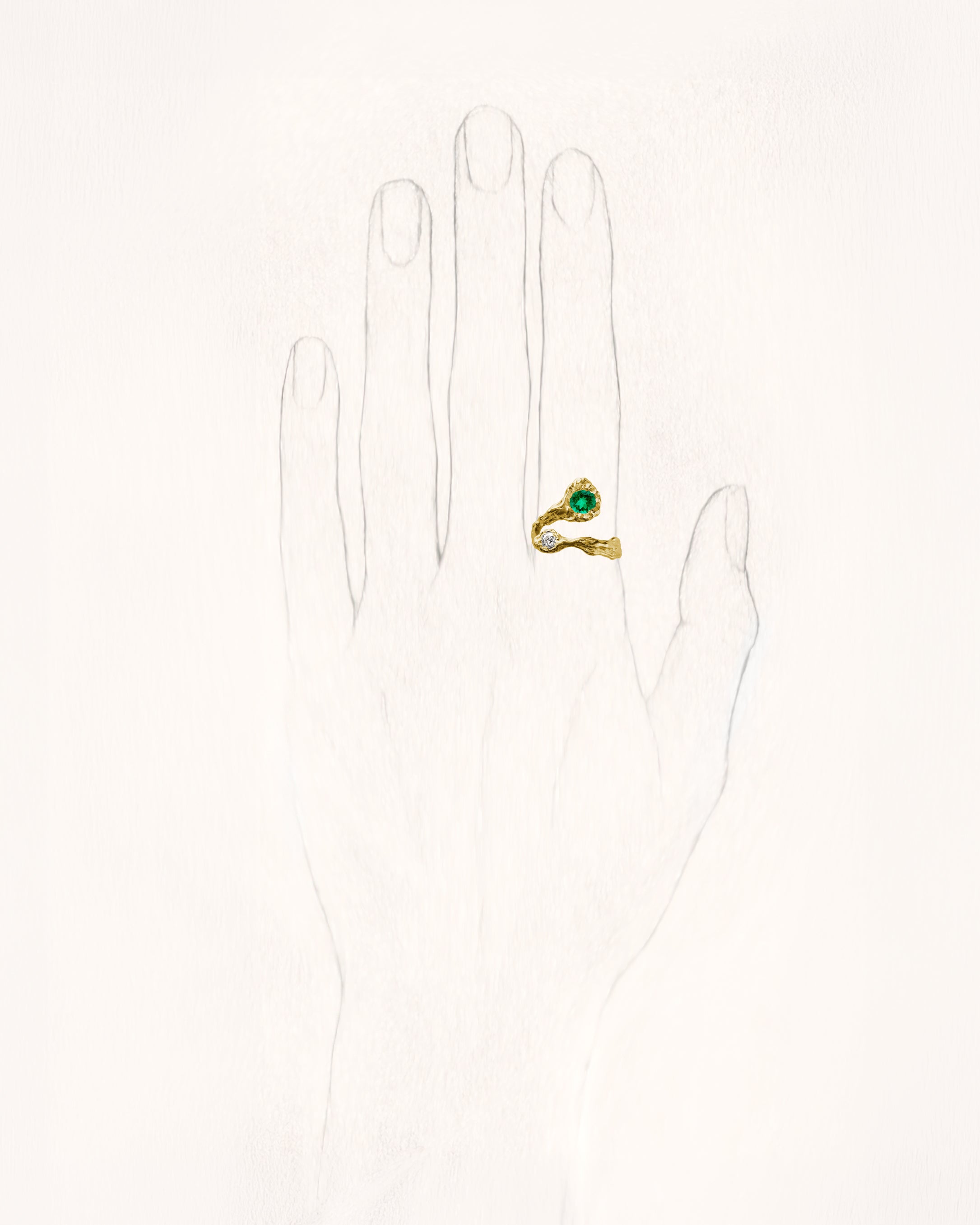 Solitaire Evie Star 0.70 Emerald and Diamond Gold Ring