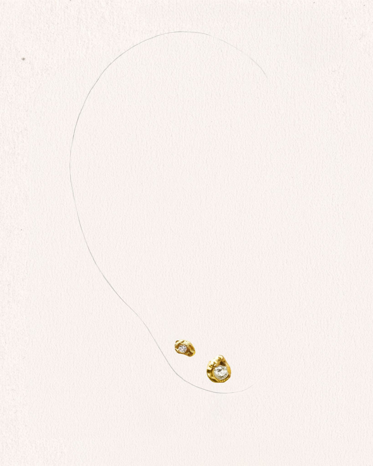 Solitaire Iman 0.02 ct & 0.10 ct Diamond Gold Earring [Single] - On Ear | Elhanati