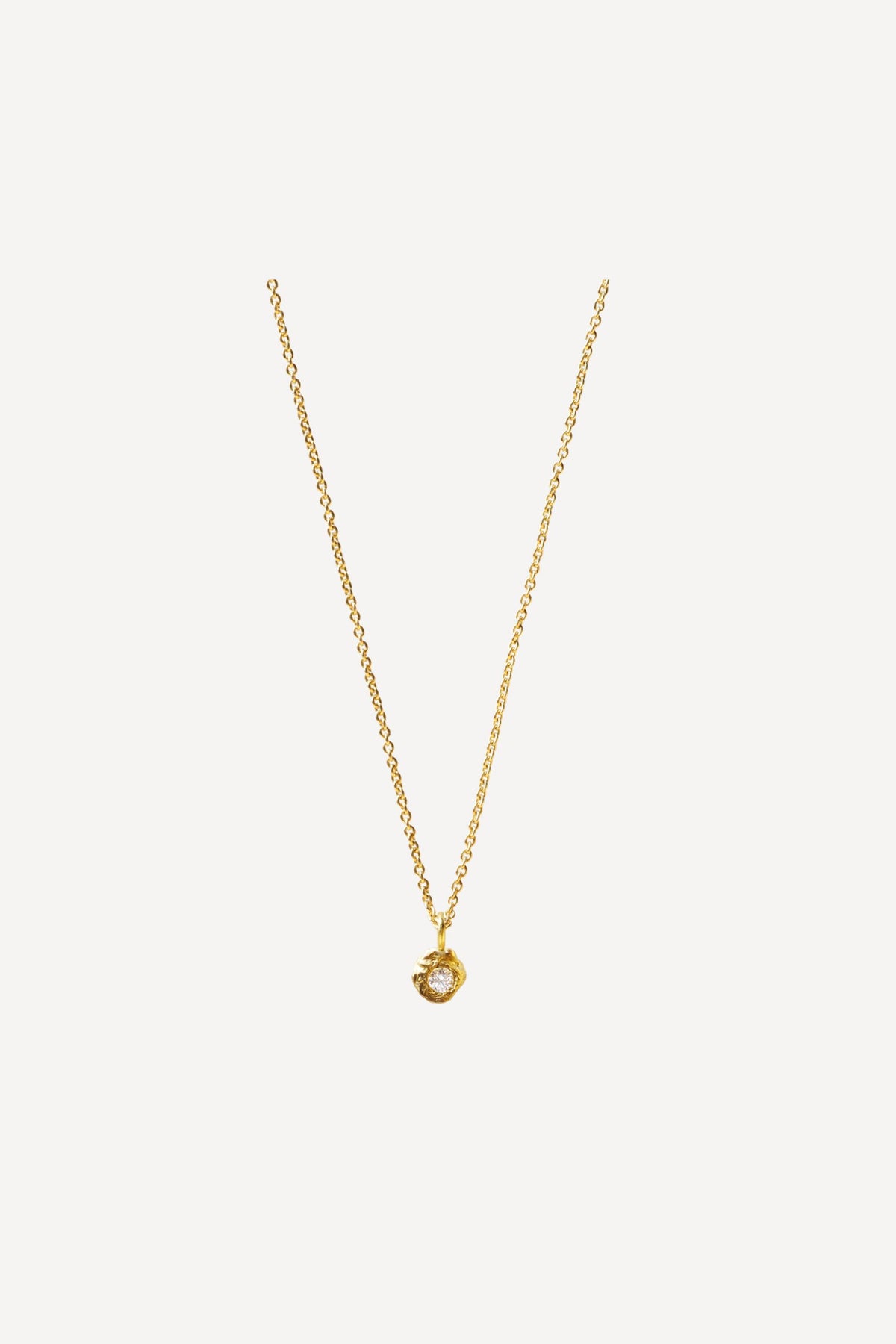 Solitaire Iman 0.05 ct Diamond Gold Necklace - Front View | Elhanati