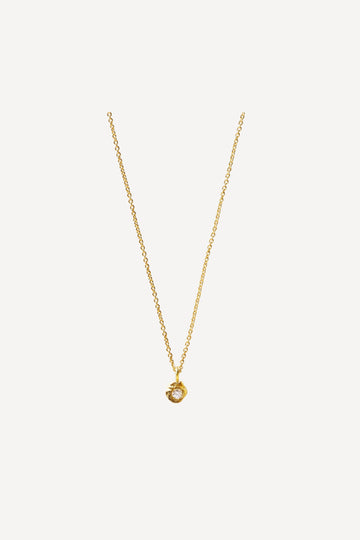 Solitaire Iman 0.05 ct Diamond Gold Necklace - Front View | Elhanati