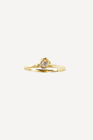 Solitaire Iman 0.05 ct Diamond Gold Ring - Front View | Elhanati