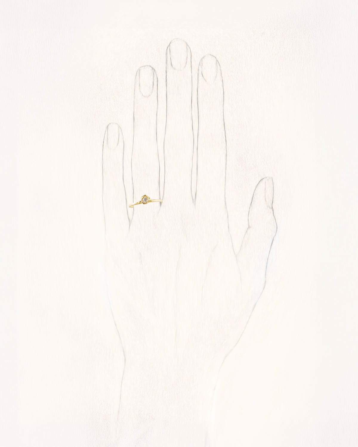 Solitaire Iman 0.05 ct Diamond Gold Ring - On Hand | Elhanati